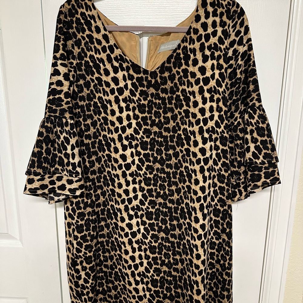 Leopard Print Bell Sleeve Dress
